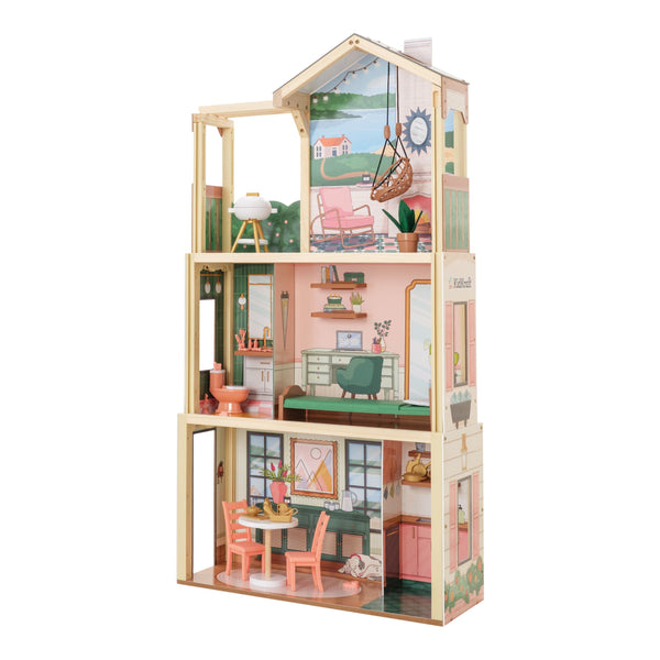 KidKraft Three Story Collapsible Click N Play Wooden Dollhouse for Ages 4+ I9
