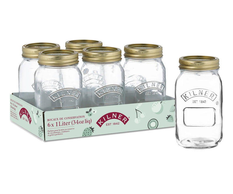 Kilner Mason Regular Mouth Jar, 1-L, 6 Count B5