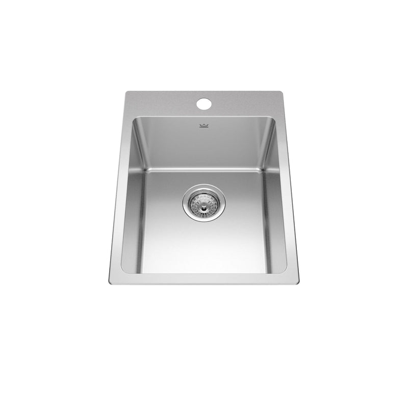 Kindred Brookmore Drop in Single Bowl 1-Hole Kitchen Sink, 15.9-in x 20.9-in x 9-in, Stainless Steel S3