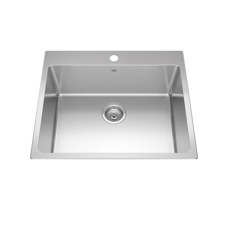Kindred Brookmore Drop in Single Bowl 1-Hole Kitchen Sink, 25-in x 20.9-in x 9-in, Stainless Steel J6