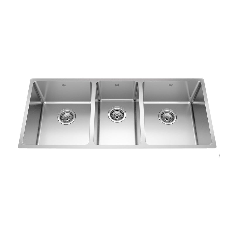 Kindred Brookmore Undermount Triple Bowl Kitchen Sink, 41.5-in x 18.1-in x 9-in, Stainless Steel I4