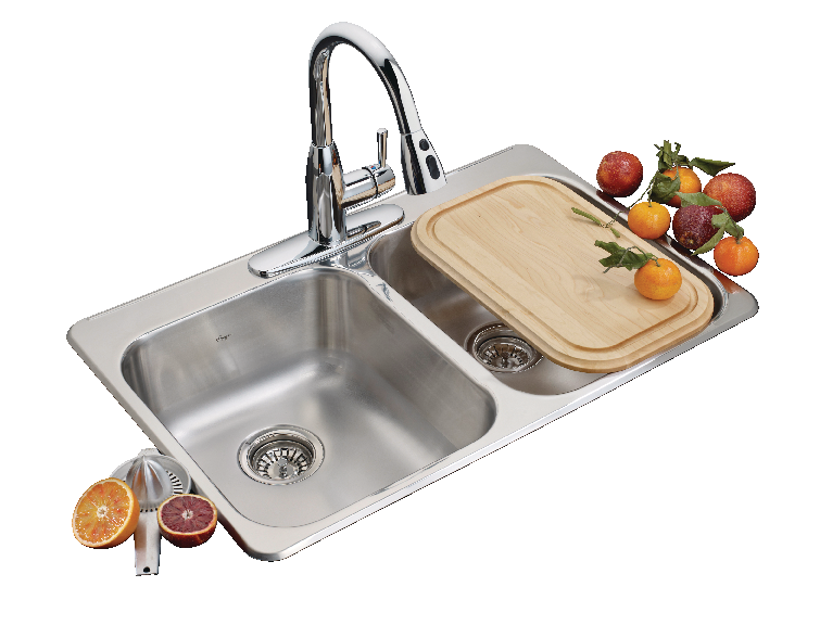 Kindred Reginox Drop In Double Bowl 3-Hole Kitchen Sink, 31.25-in LR x 20.5-in FB, Stainless Steel U5