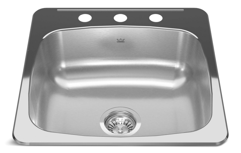 Kindred Reginox Drop In Single Bowl 3-Hole Kitchen Sink, 20.13-in x 20.56-in, Stainless Steel Q7
