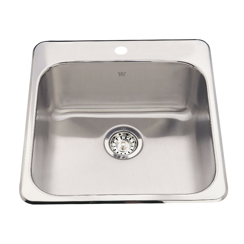 Kindred Steel Queen Top Mount Stainless Steel Single Bowl Kitchen Sink, 23x23x7-in T3