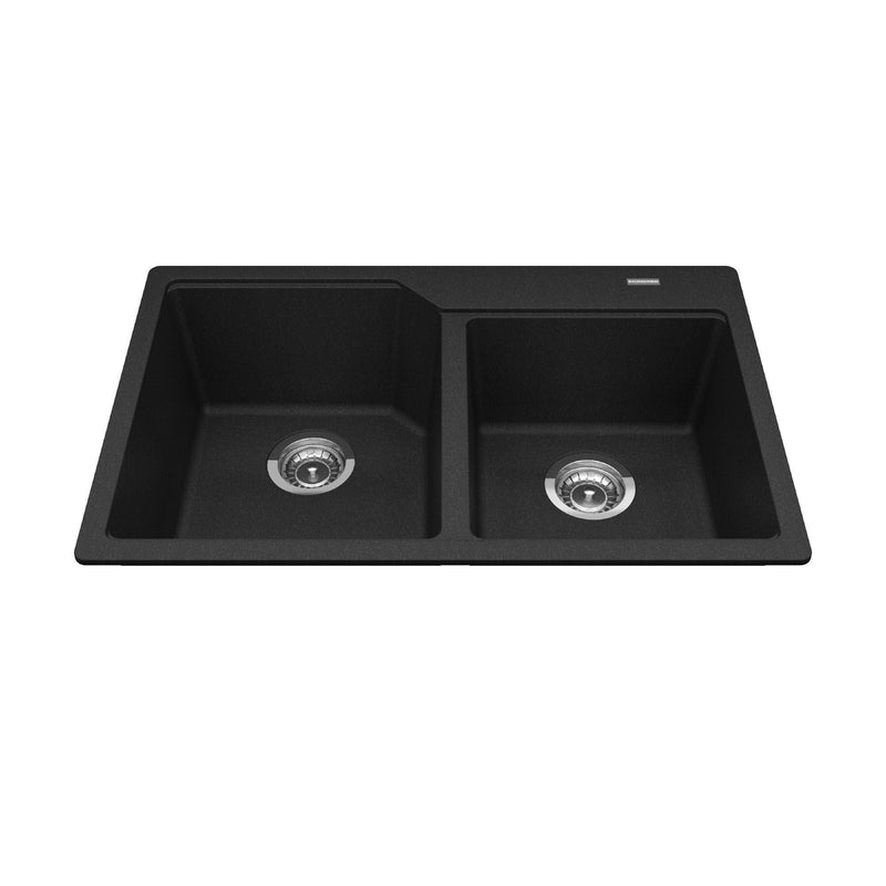 Kindred Urban Drop In Granite Double Bowl Kitchen Sink, 30.69-in x 19.69-in x 8.63-in, Onyx M3
