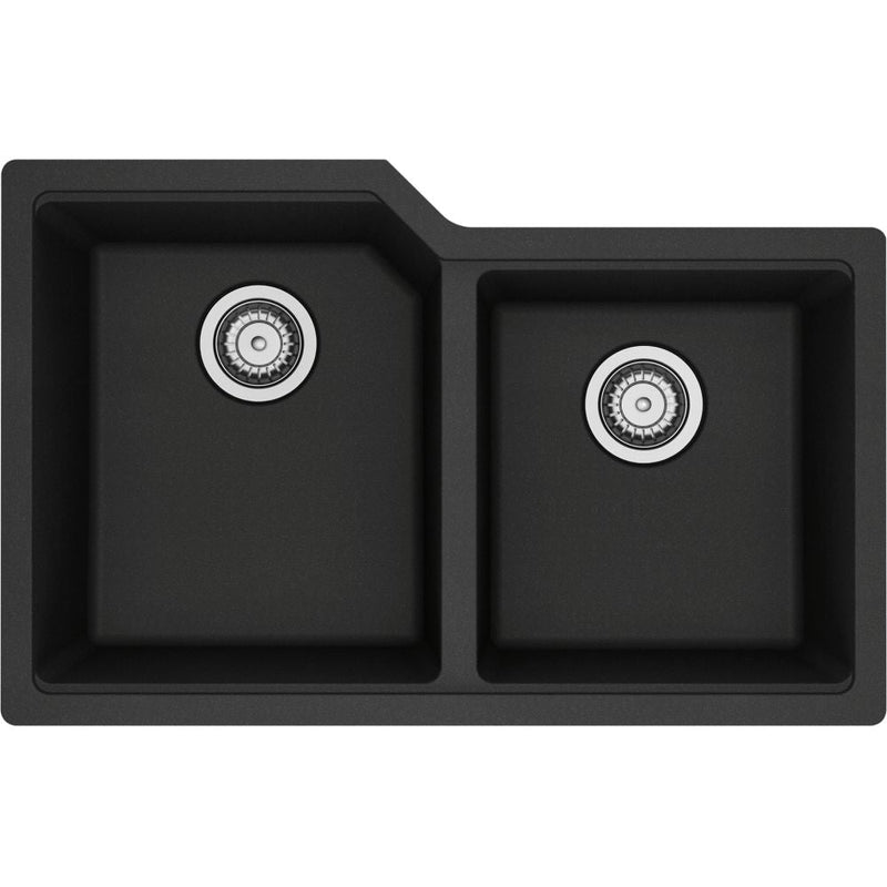 Kindred Urban Undermount Granite Double Bowl Kitchen Sink, 30.69-in x 19.69-in x 8.63-in, Onyx C4
