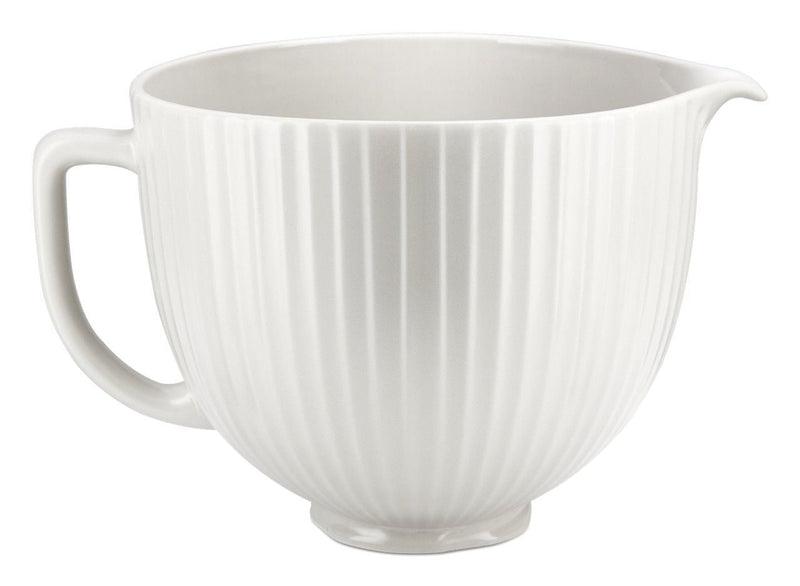KITCHENAID Microwave Safe Ceramic Bowl with Columns, White B0