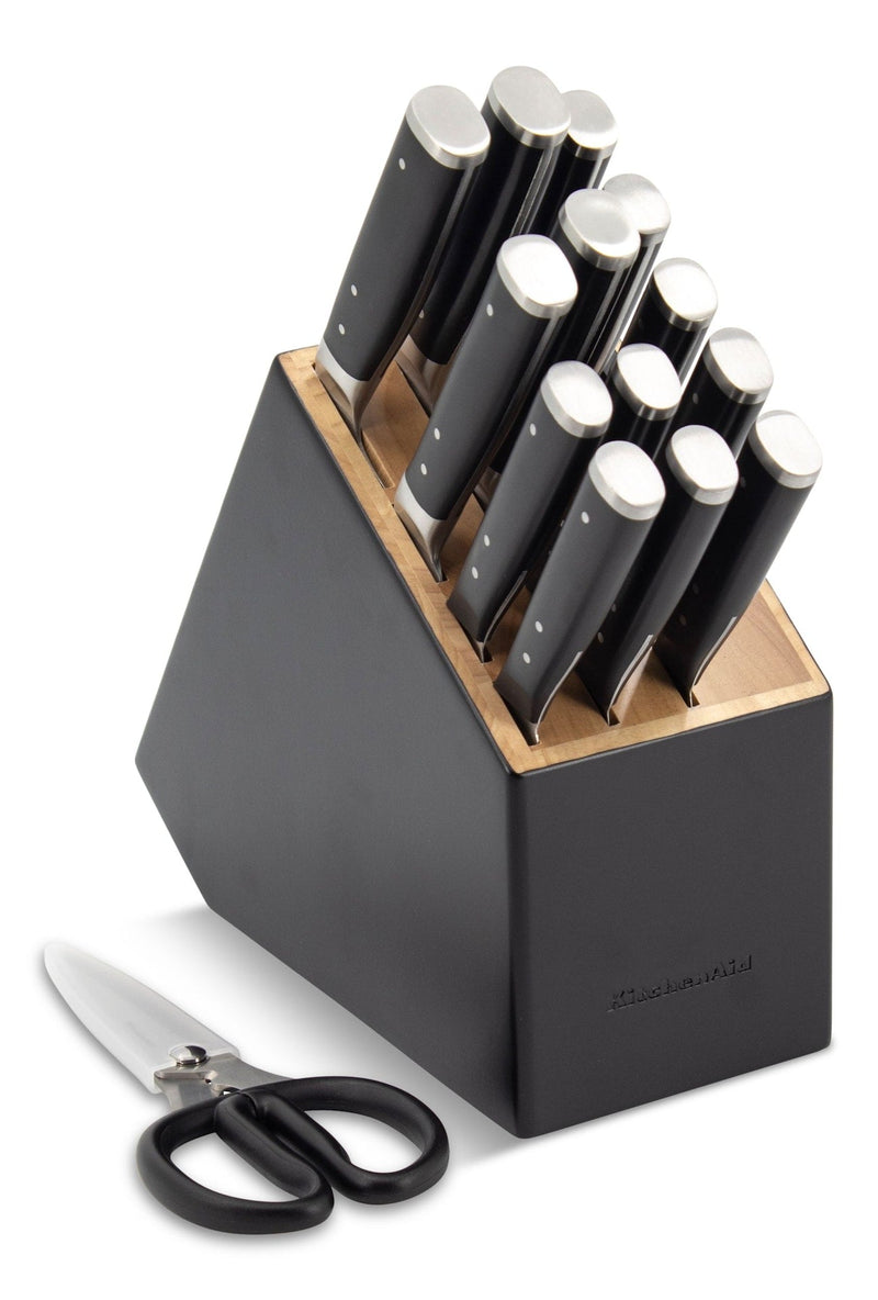 KitchenAid Triple Rivet Knife Block Set, Black, 15-pc D1