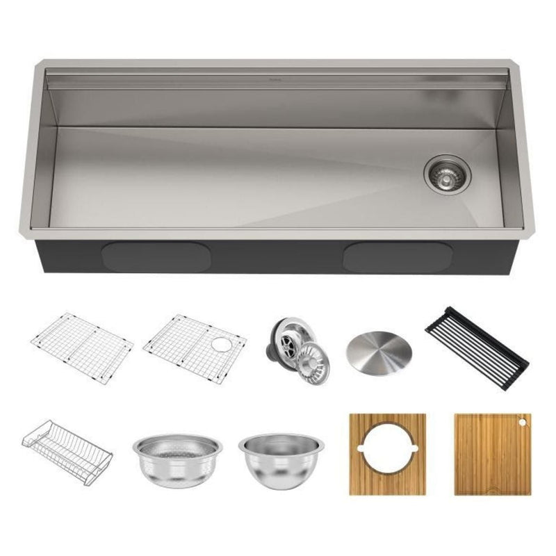 Kraus Kore 2-Tier Workstation Undermount 16-Gauge Single Bowl Kitchen Sink with 10 Accessories, 45-in H1
