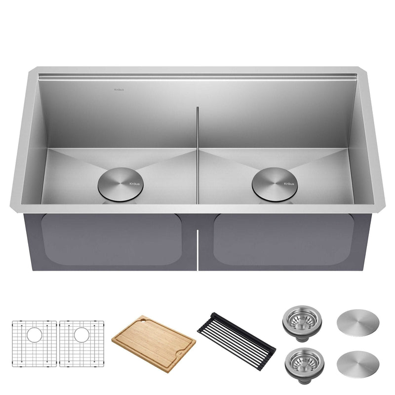 Kraus Kore Undermount Stainless Steel Single Bowl Kitchen Sink with Add-Ons, 33x19x11-in A1