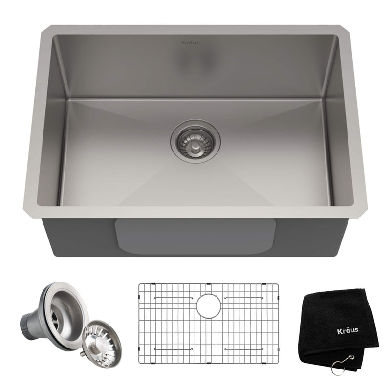 Kraus Standard PRO Undermount Stainless Steel Single Bowl Kitchen Sink, 23x18x10-in E4