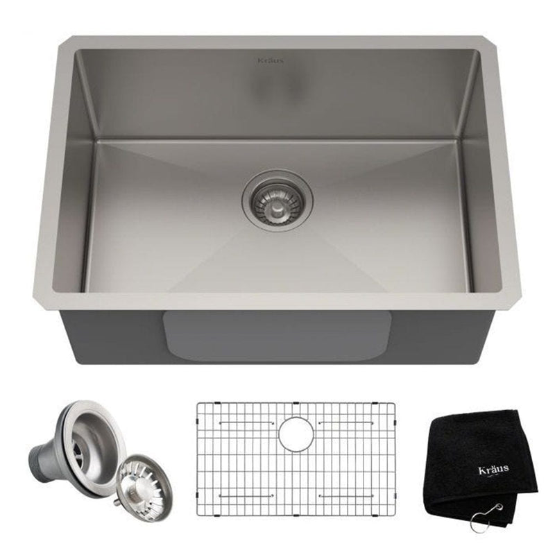 Kraus Standard PRO Undermount Stainless Steel Single Bowl Kitchen Sink, 26x18x10-in Z7