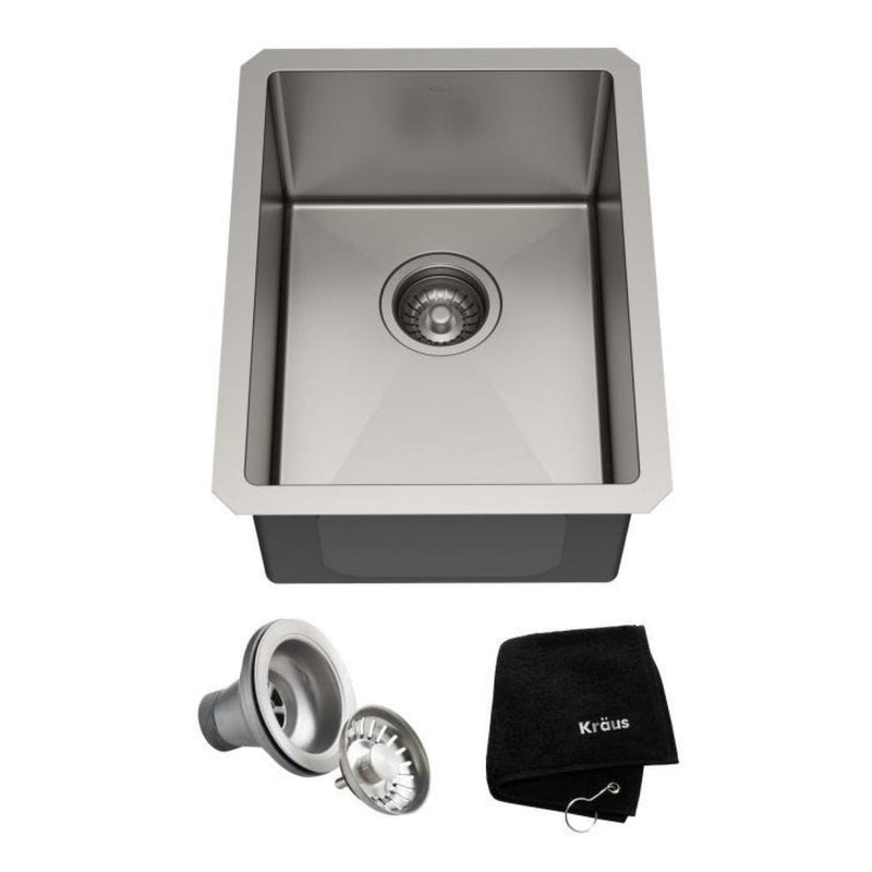 Kraus Standart PRO 16-Gauge Undermount Single Bowl Stainless Steel Kitchen Bar Sink, 14-in C4