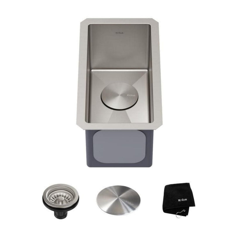 Kraus Standart PRO Undermount 16-Gauge Stainless Steel Single Bowl Bar Prep Kitchen Sink, 10-in R5