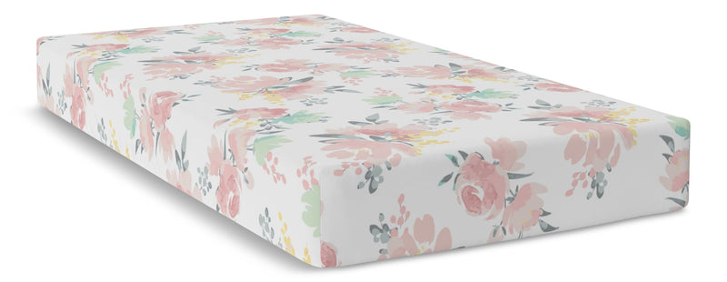 Kushies Fitted Percale Crib Sheet, Watercolour Blooms X1