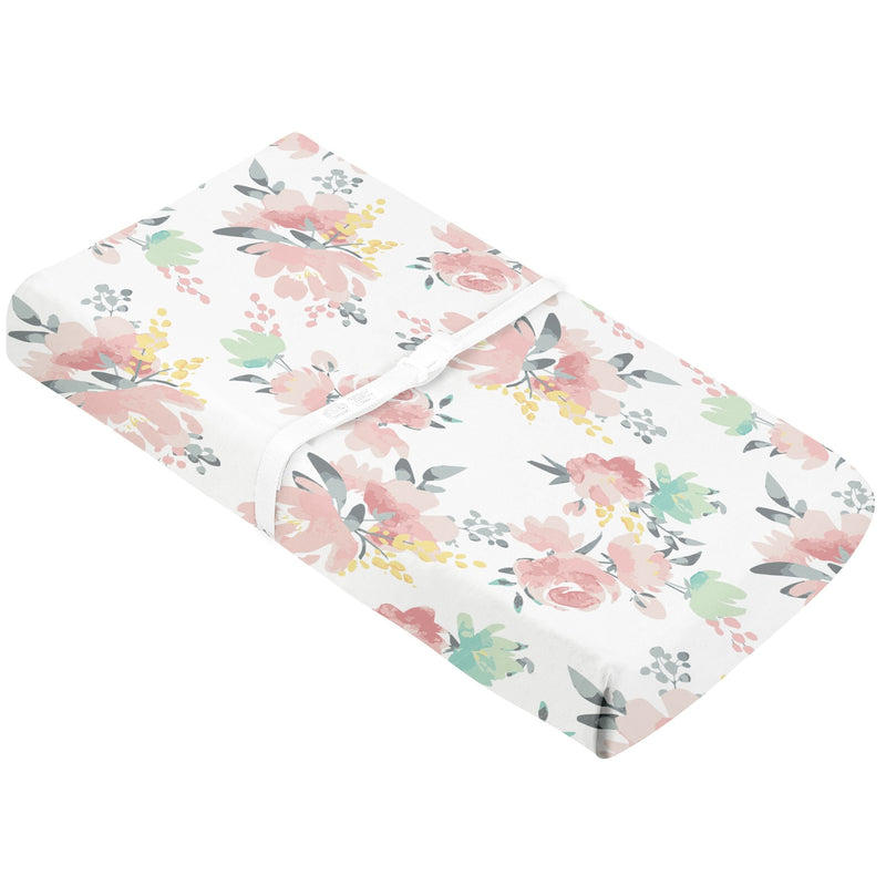 Kushies Percale Changing Pad Cover, Watercolour Blooms P9