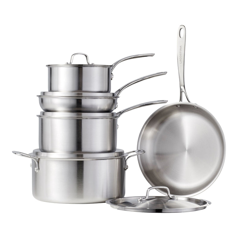 Lagostina 3-Ply Commercial Clad Cookware Set, 10-pc B6