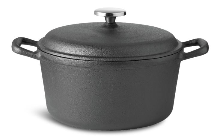 Lagostina Pre-Seasoned Casserole Dish, Cast Iron, Black, 6-qt V9
