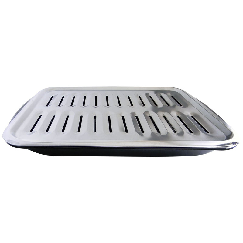 Laser 62250 2-in-1 Broiler Pan, Chrome/Porcelain, Dishwasher Safe, Black, 16 x 12.75 x 1.75-in C0