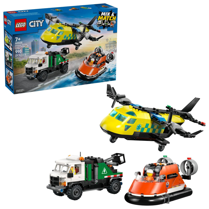 LEGO City Airplane Service, Truck & Hovercraft Remix Building Set - 60505, 990-pcs, Ages 7+ J8