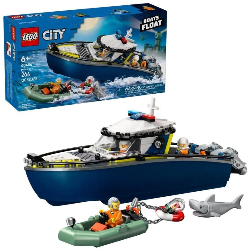 LEGO City Police Boat Chase - 60456, 264-pcs, Ages 6+ W8