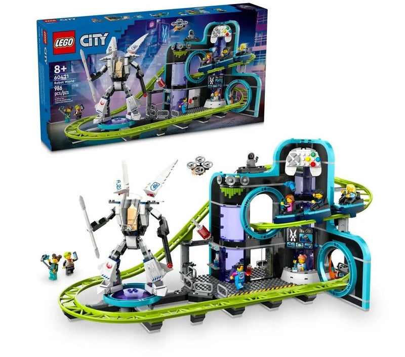 LEGO City Robot World Roller-Coaster Park Building Set - 60421, 986-pcs, Ages 8+ U6