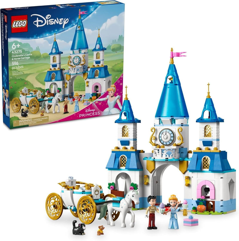 LEGO Disney Cinderella's Castle & Horse Carriage - 43275, 596-pcs, Ages 6+ U0
