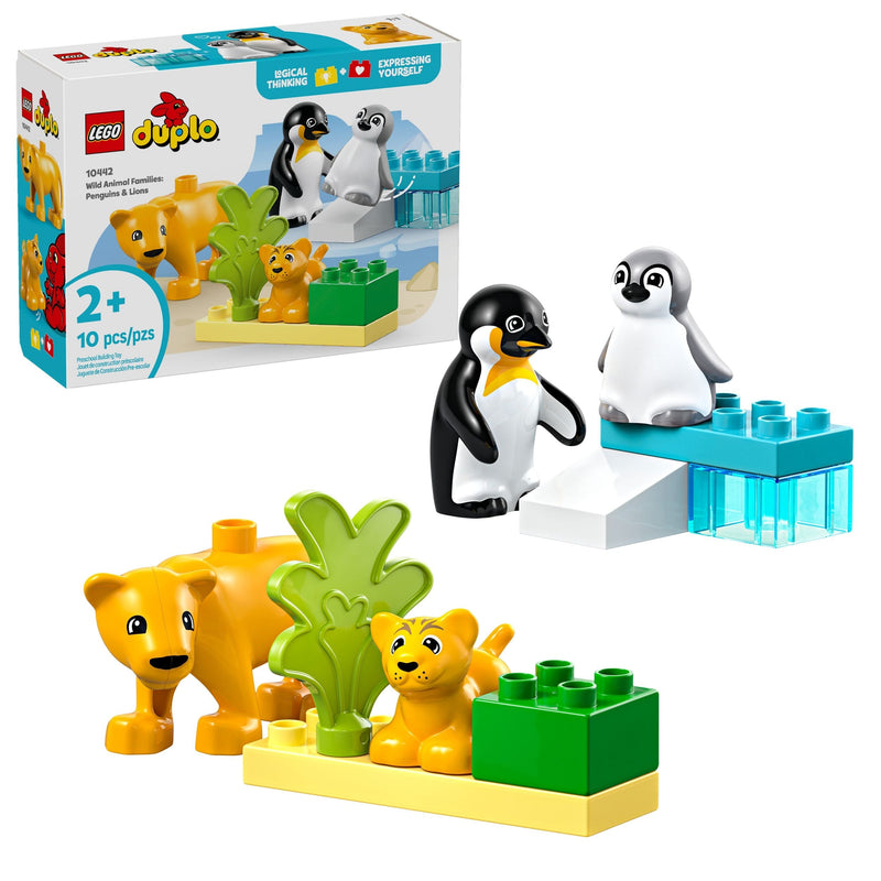 LEGO DUPLO Wild Animal Families: Penguins & Lions Toy Building Set - 10442, 10-pcs, Ages 2+ M9