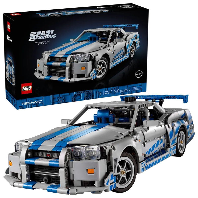 LEGO Technic 2 Fast 2 Furious Nissan Skyline GT-R (R34) Car - 42210, 1410-pcs, Ages 18+ V8