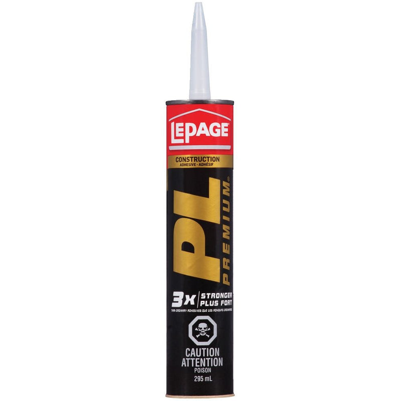 LePage PL Premium Construction Adhesive Glue, Indoor/Outdoor, Weather & Waterproof, 295-mL B4