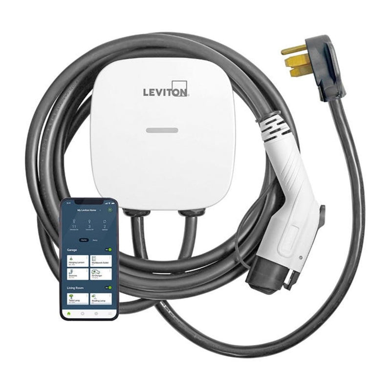 Leviton 40A Wi-Fi Level 2 NEMA 14-50 J1772 Plug-In EV Charger with 25-ft Cord F0
