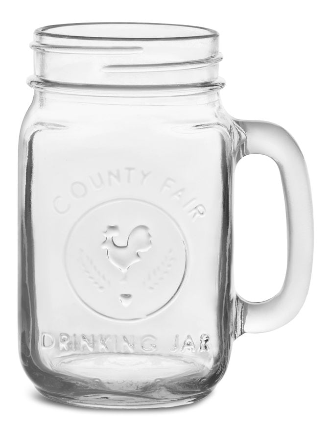 Libbey Glass Drinking Mason Jar, 16.5-oz, with Handle, Dishwasher Safe V3