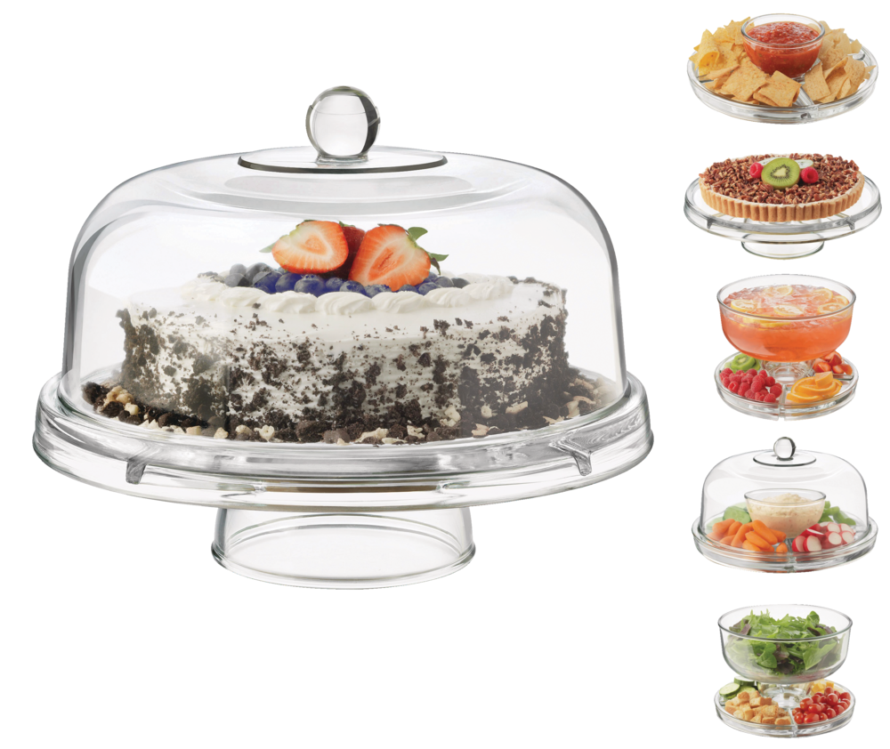 Libbey Selene 6-in-1 Server Cake Stand with Dome