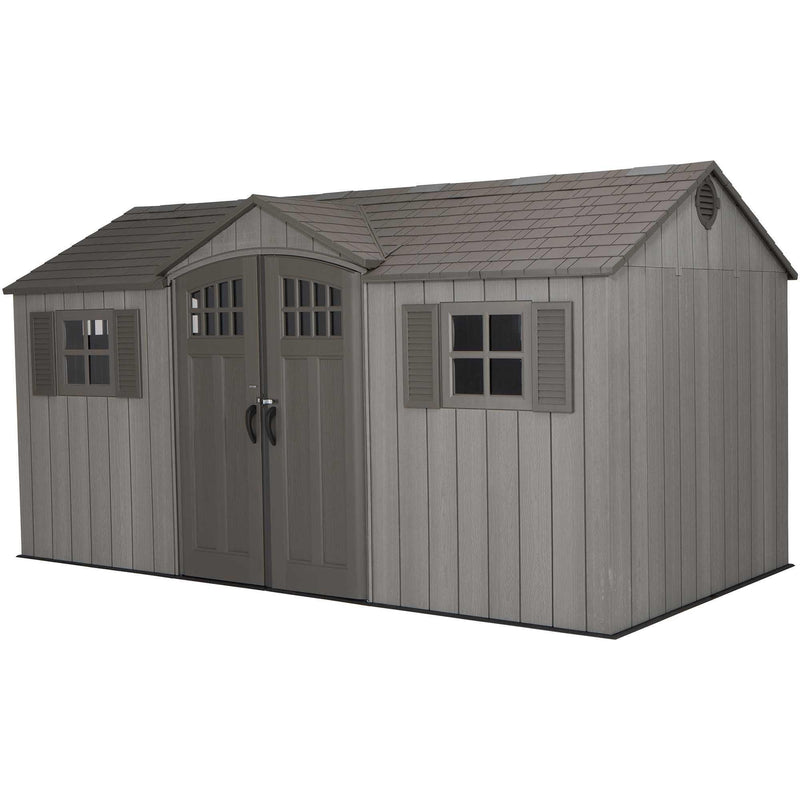 Lifetime Outdoor Storage Shed with Dual Side Entry, Dark Grey Roughcut, 15 x 8-ft H9