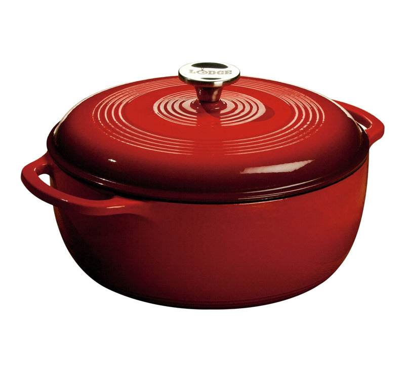Lodge Enamel Cast Iron Dutch Oven, Red, 6-qt O4