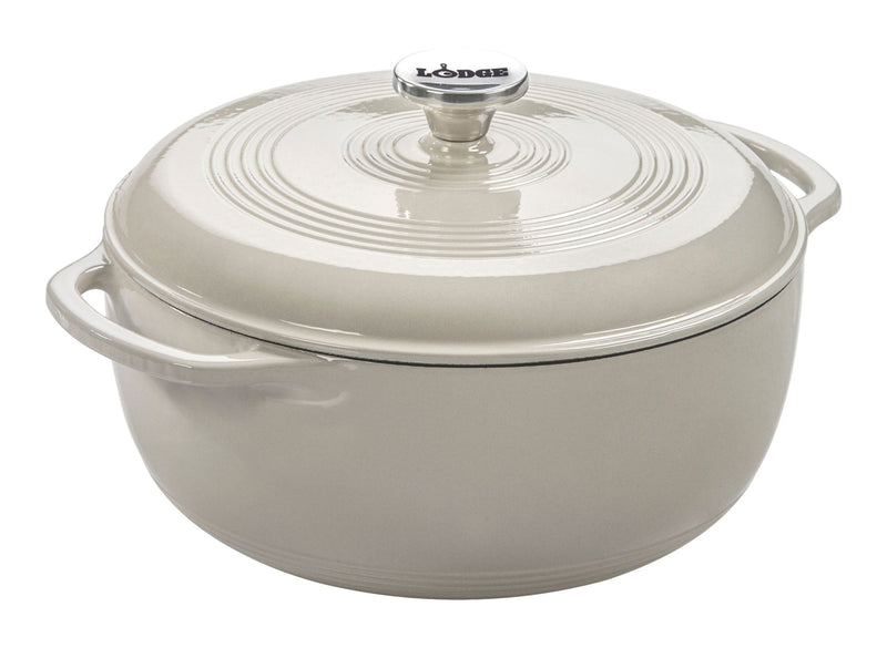Lodge Enamel Cast Iron Dutch Oven, White, 6-qt Q3
