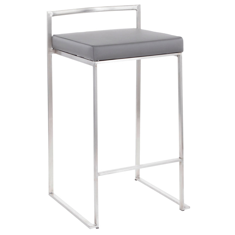 Lumisource Fuji Stacker Fixed-Height Counter Stool, Grey, 26-in, 2-pc P4
