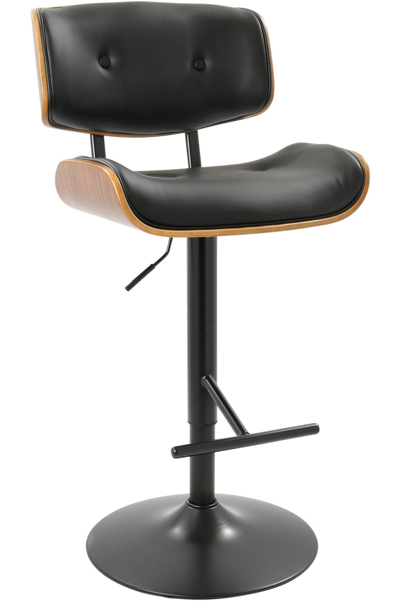 LumiSource Lombardi PU Leather Swivel Counter/Bar Stool Adjustable Height, Walnut/Black M1