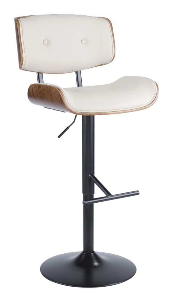LumiSource Lombardi PU Leather Swivel Counter/Bar Stool Adjustable Height, Walnut/Cream A7