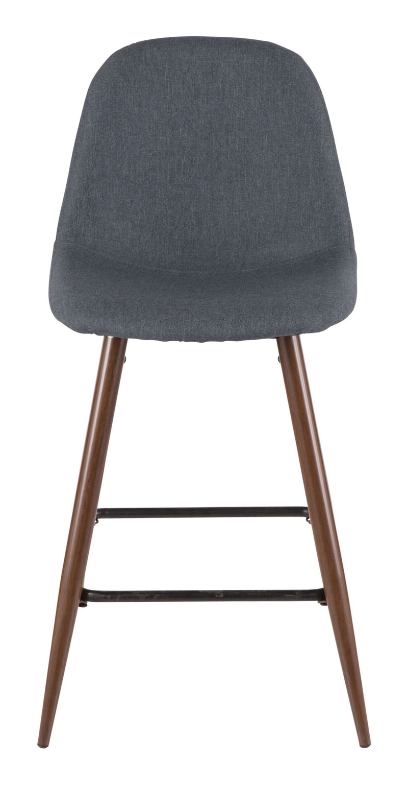 LumiSource Pebble Armless Upholstered Counter/Bar Stool (2-Piece Set), Walnut/Blue B4