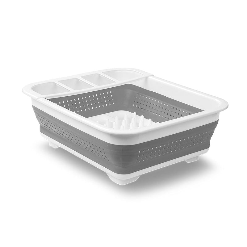 Madesmart Collapsible Folding Plastic Dish & Cutlery Drying Rack, White F1