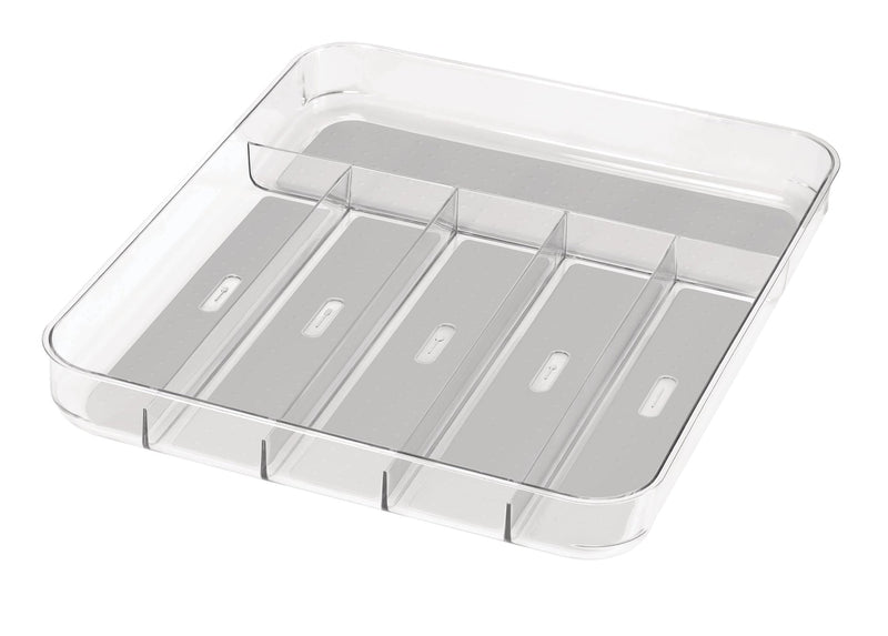 Madesmart Large 6-Compartment Cutlery & Kitchen Utensil Drawer Organizer Tray/Holder, Clear D1