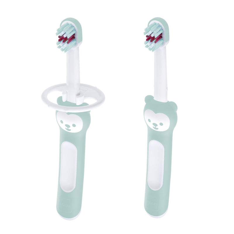 MAM Baby Toothbrush with Safety Shield, Mint Green, 2-pk J1