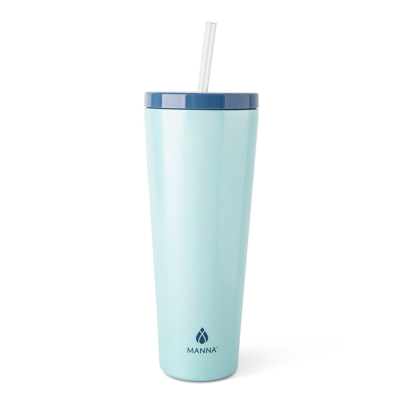Manna Axel Sparkle Stainless Steel Double Wall Insulated Tumbler, 24-oz, Assorted Colours, with Reusable Straw S7