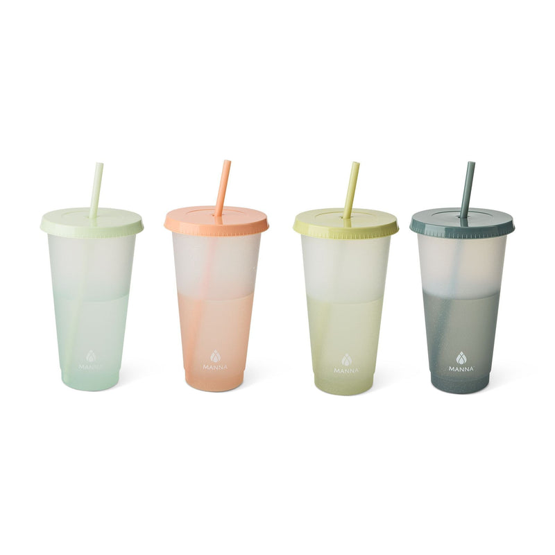 Manna Colour Changing Glitter Plastic Tumbler with Splashproof Lid, 24-oz, 4-pk B8