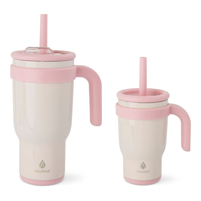 Manna Oslo Mommy & Me Matching Duo Stainless Steel Tumbler Set, Includes 14-oz & 30-oz, Various Colours, 2-pk X5