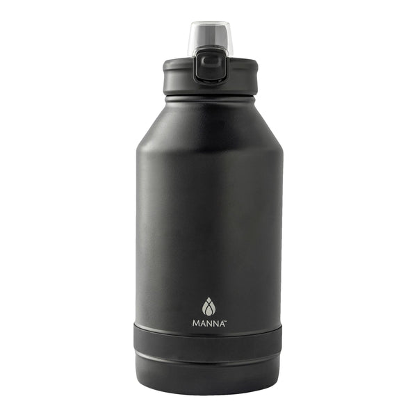 Manna Push Stainless Steel Water Bottle, 64-oz, Various Colours, with Handle E0