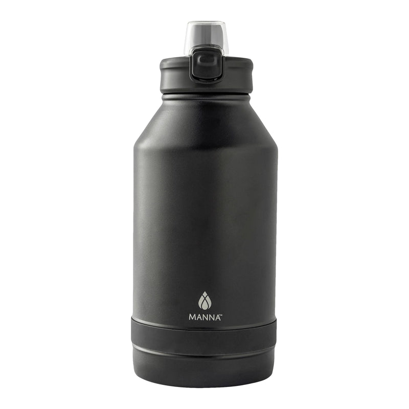 Manna Push Stainless Steel Water Bottle, 64-oz, Various Colours, with Handle E0