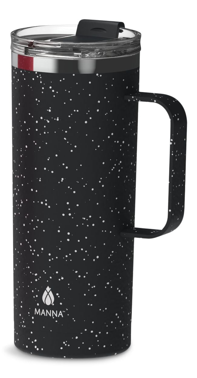 Manna Tahoe Insulated Stainless Steel Mug with Leakproof Lid, Speckled Black, 591-mL C6