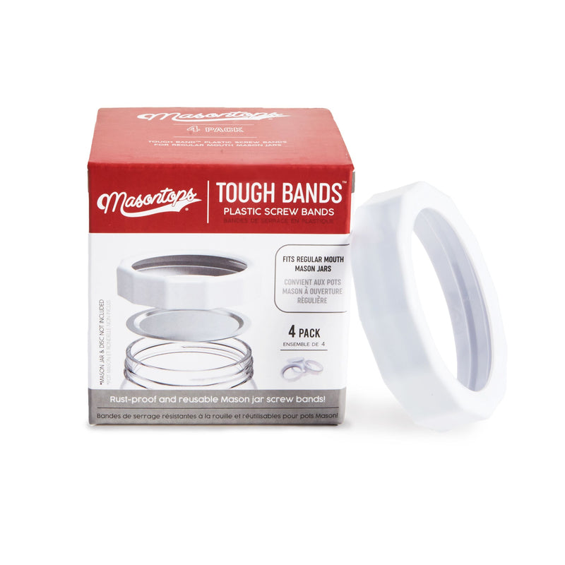 Masontops Regular Tough Screw Band for Jars, Rust-proof, 4-pk M8